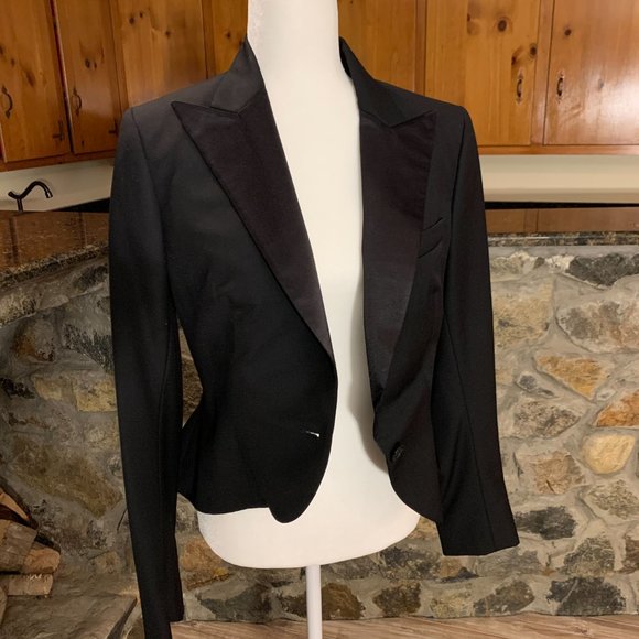 ralph lauren woman black silk tuxedo jacket w/tail - Picture 5 of 10